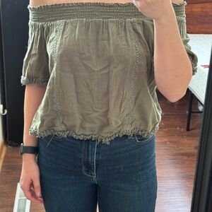 Olive off the shoulder top